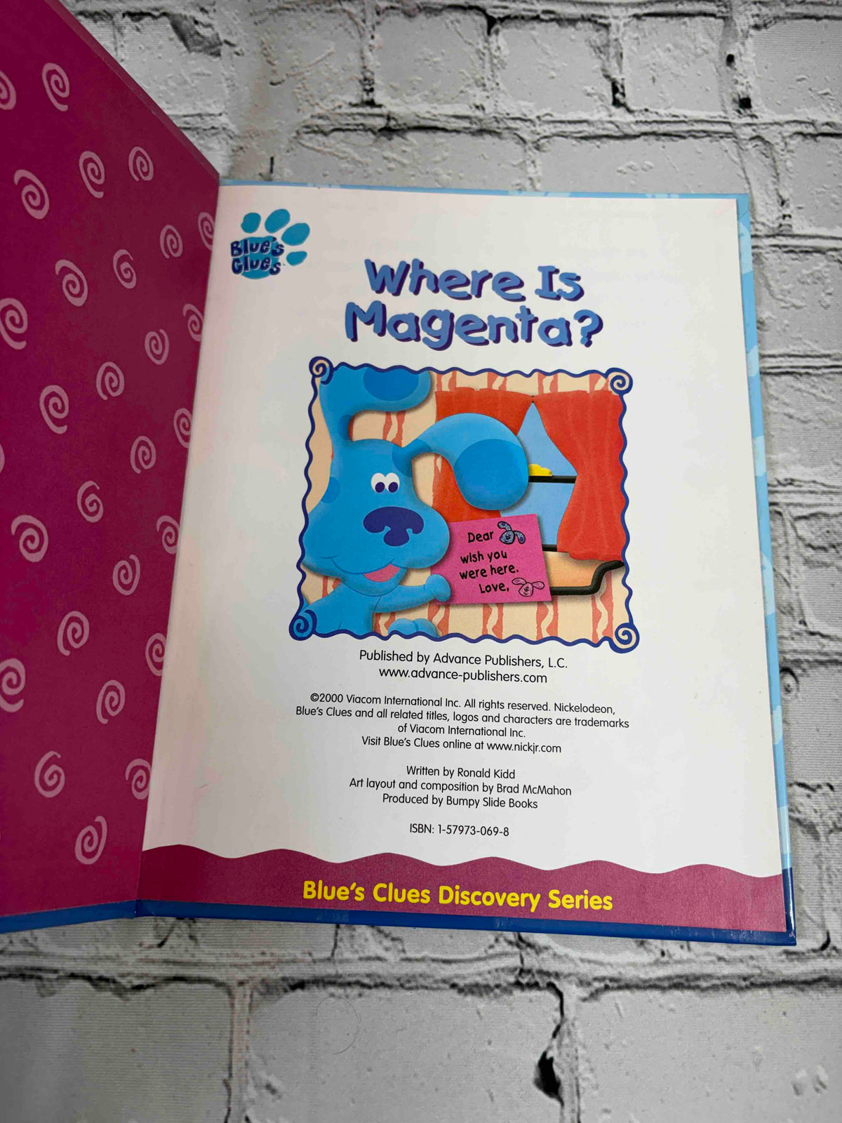 Where Is Magenta?, Blue's Clues Discovery Series Book 3 hardcover - title and copyright page