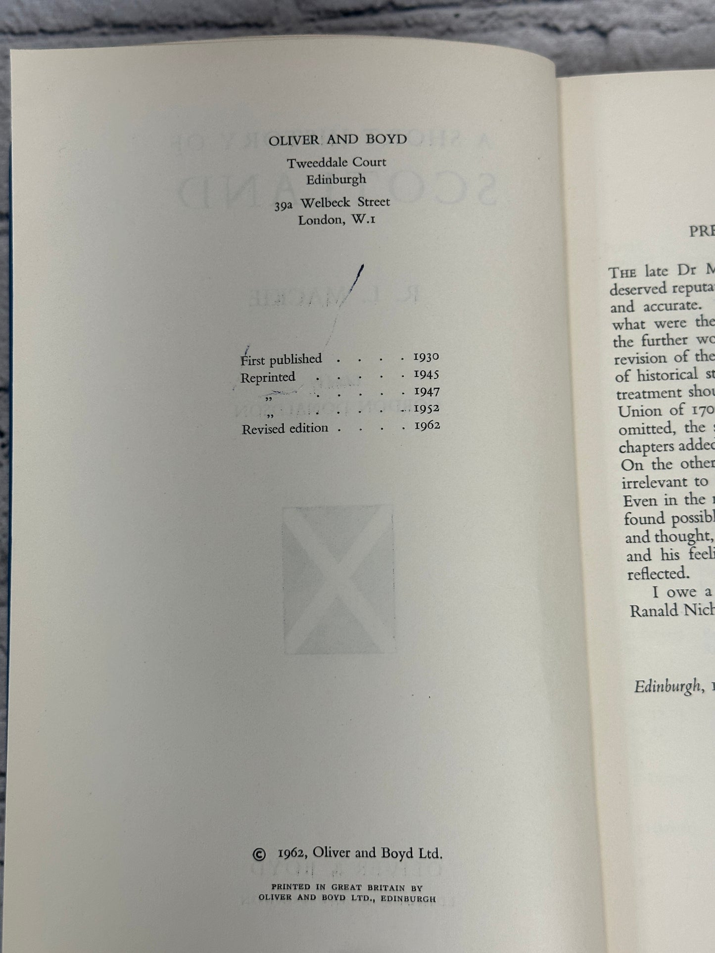 Mackie's Short History Of Scotland by R.L. Mackie [1962 · Revised Edition]