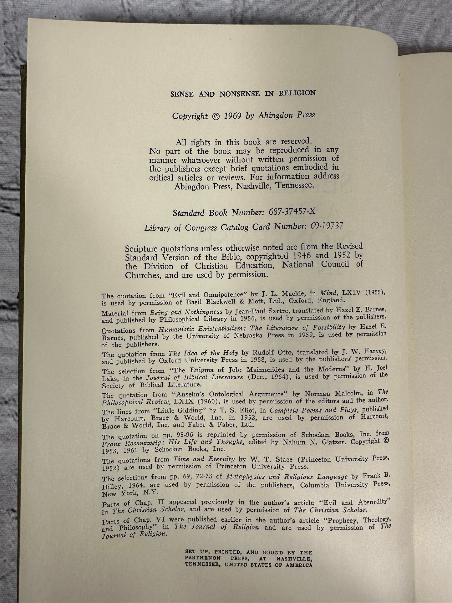 Sense and Nonsense in Religion:An Essay on the Language and Phenomenology [1969]