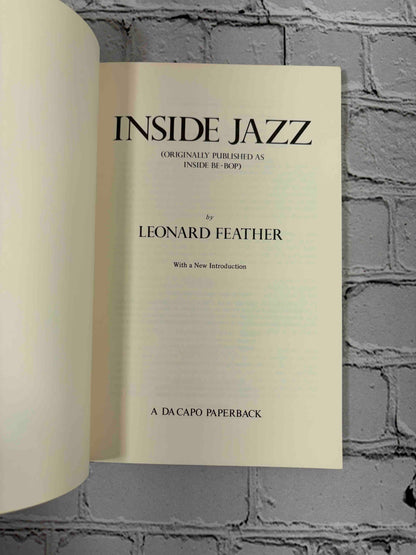 Inside Jazz by Leonard Feather, 1977 Da Capo paperback - title page