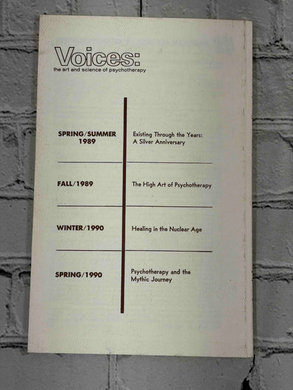 Voices: The Art and Science of Psychotherapy, Winter 1989 - back cover