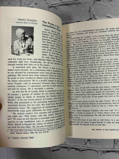 Voices: The Art and Science of Psychotherapy, Winter 1989 - The Prince in His Consultation Room by Martin Grotjahn