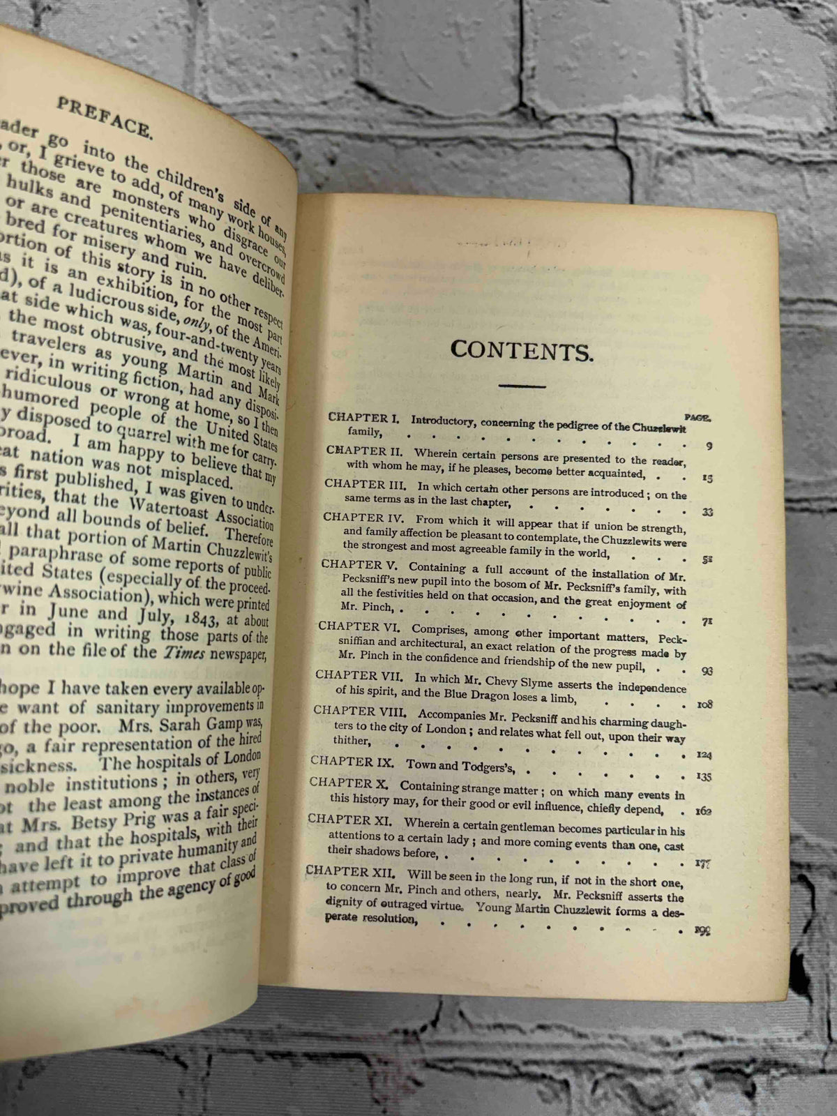 Charles Dickens 3 volume lot, Trade Publishing Company - Martin Chuzzlewit contents