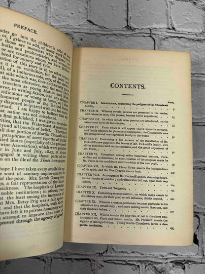 Charles Dickens 3 volume lot, Trade Publishing Company - Martin Chuzzlewit contents