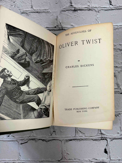Charles Dickens 3 volume lot, Trade Publishing Company - Oliver Twist frontispiece and title page