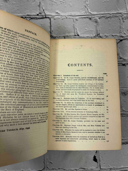 Charles Dickens 3 volume lot, Trade Publishing Company - Nicholas Nickleby contents
