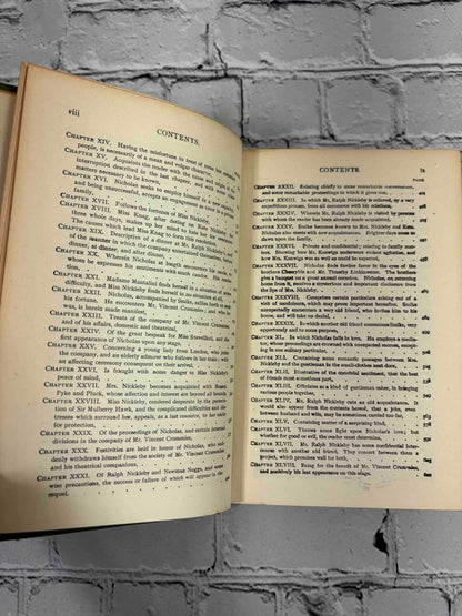 Charles Dickens 3 volume lot, Trade Publishing Company - Nicholas Nickleby contents continued