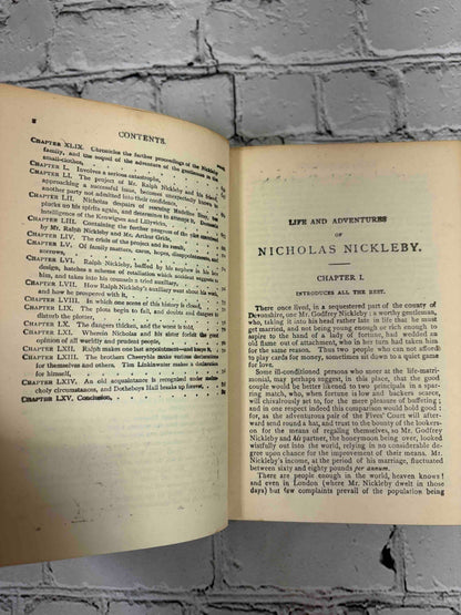 Charles Dickens 3 volume lot, Trade Publishing Company - Nicholas Nickleby chapter 1