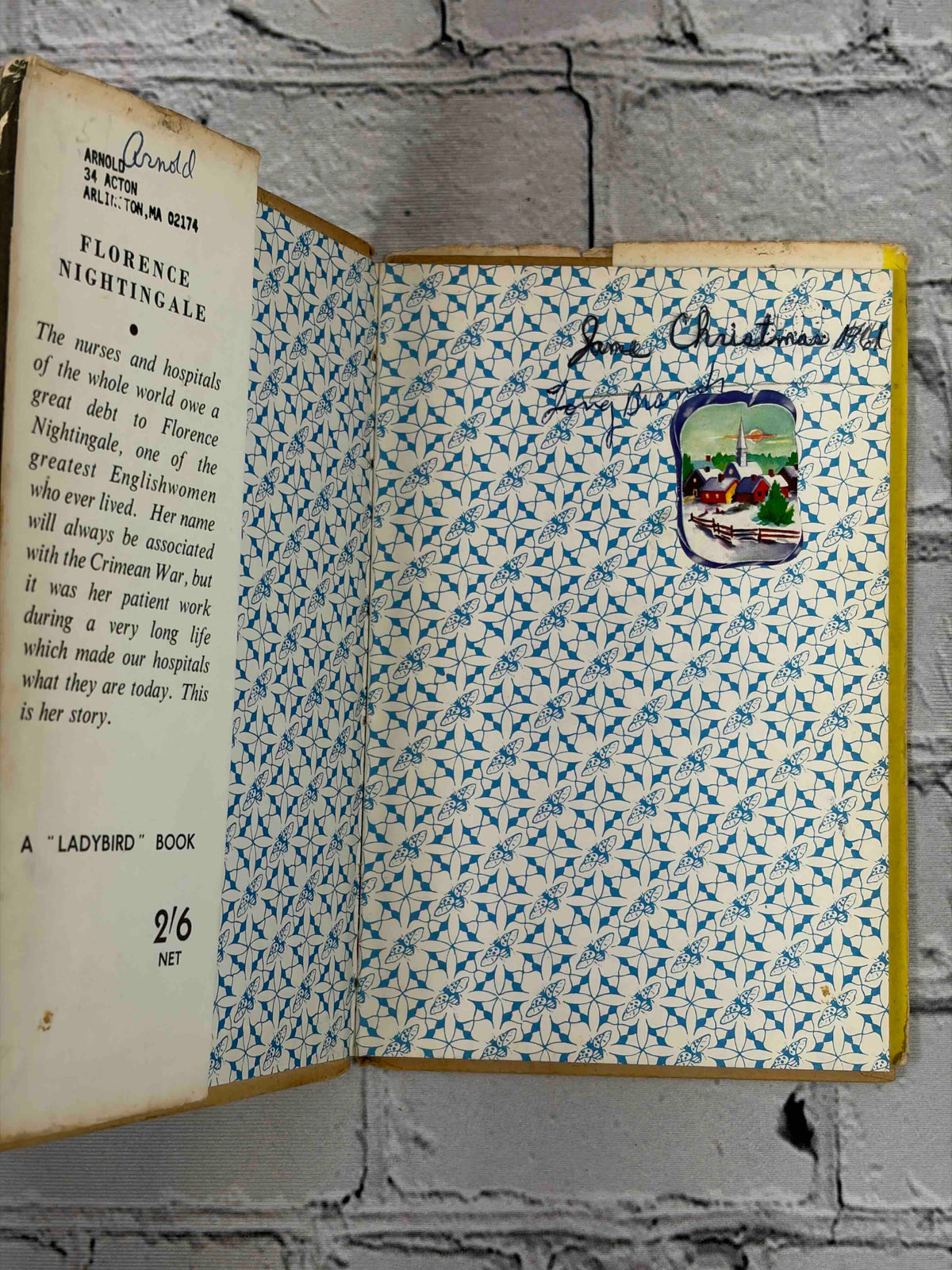 Lot of 8 vintage Ladybird books - Florence Nightingale jacket flap and inscribed endpaper
