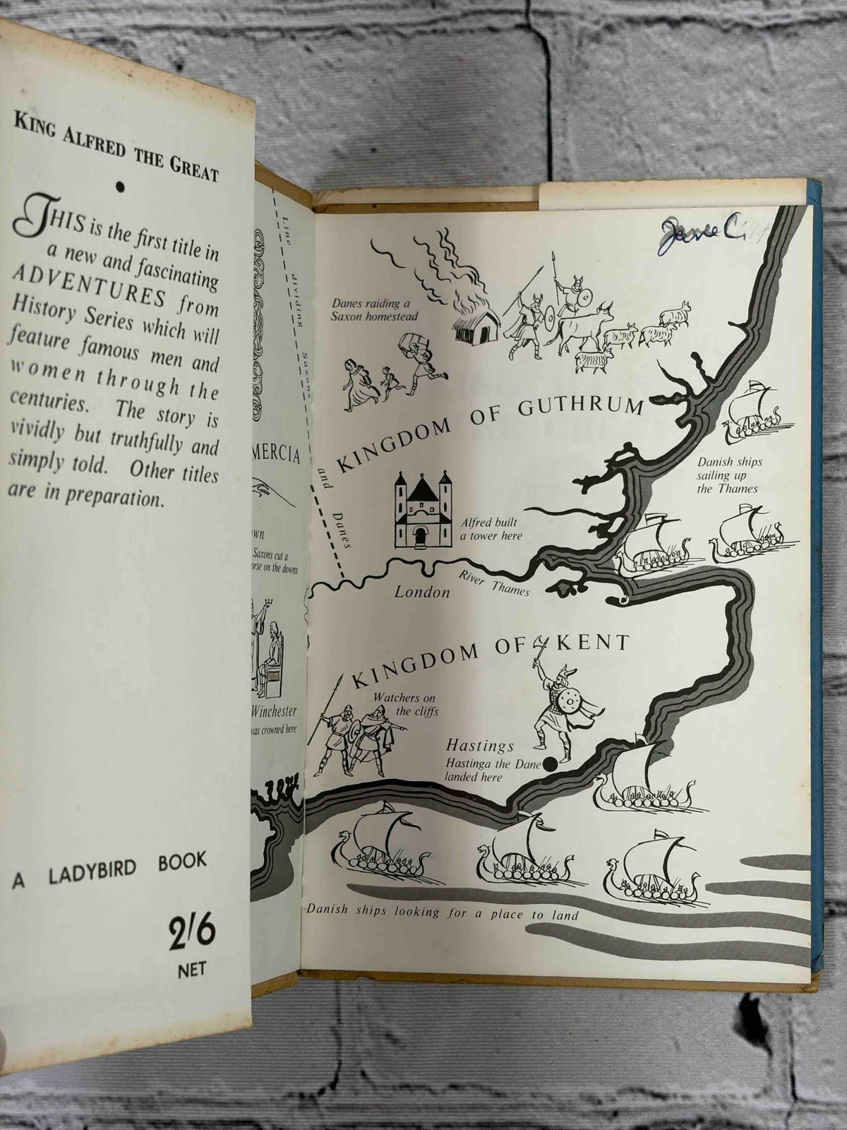 Lot of 8 vintage Ladybird books - King Alfred the Great jacket flap and map endpaper