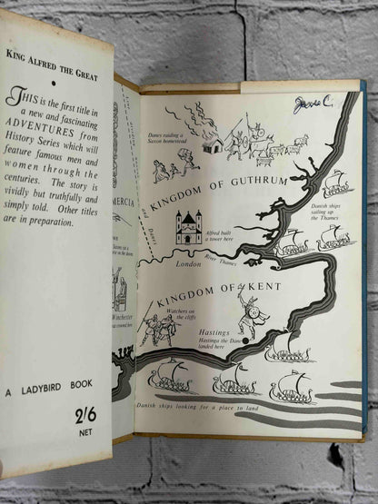 Lot of 8 vintage Ladybird books - King Alfred the Great jacket flap and map endpaper