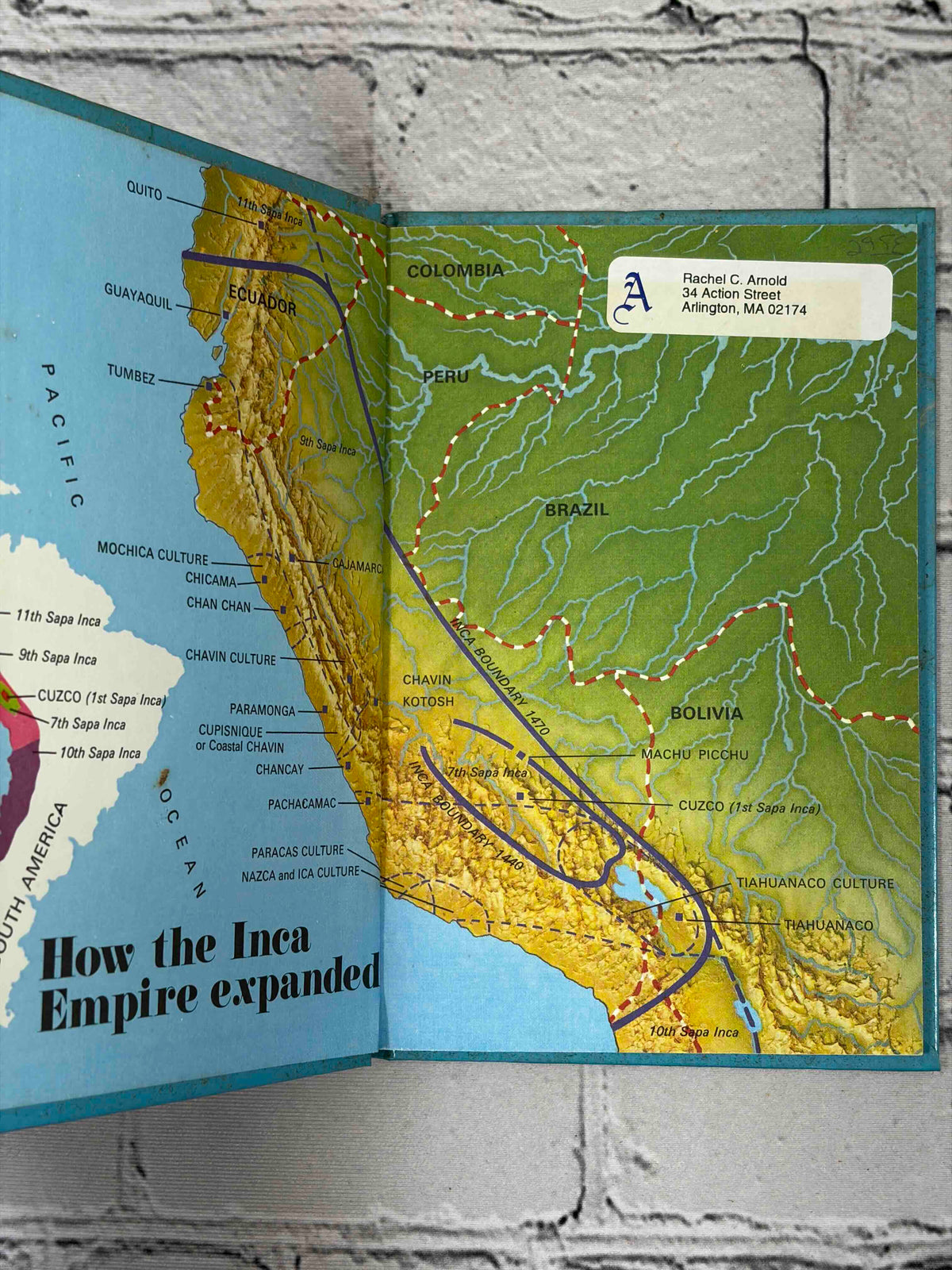 Lot of 8 vintage Ladybird books - The Incas map endpaper with owner label
