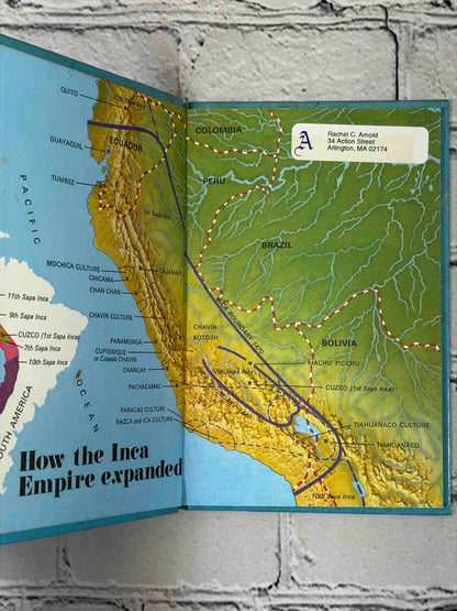 Lot of 8 vintage Ladybird books - The Incas map endpaper with owner label