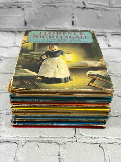 Lot of 8 vintage Ladybird books - stack with Florence Nightingale on top