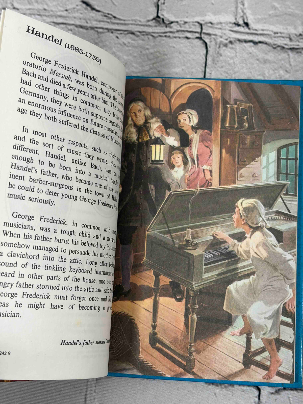 Lives of the Great Composers Book 2 by Ian Woodward, Ladybird hardcover - Handel illustrated page