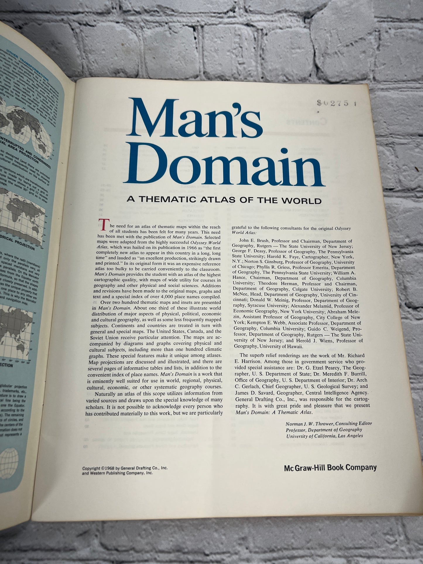 Map Man's Domain:  A Thematic Atlas of the World [General Drafting Co. · 1968]