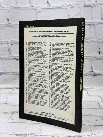 Edgar Allan Poe University of Minnesota Pamphlets on American Writers No. 89