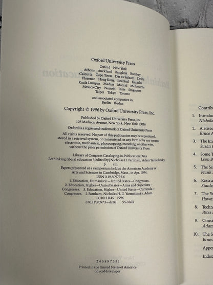 Rethinking Liberal Education edited by Farnhan and Yarmolinsky [1996]