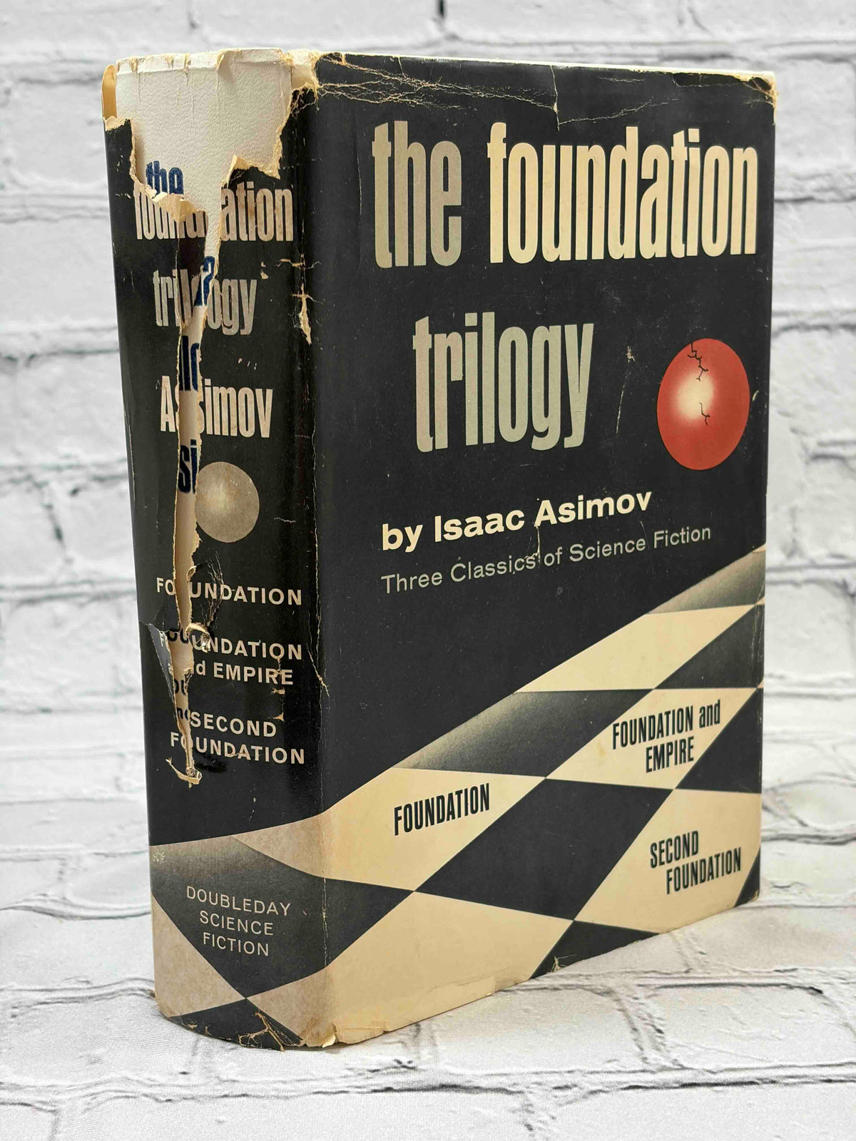 The Foundation Trilogy by Isaac Asimov, Doubleday book club hardcover - spine of dust jacket
