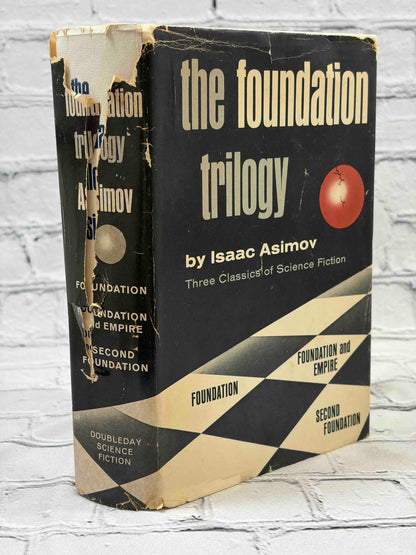 The Foundation Trilogy by Isaac Asimov, Doubleday book club hardcover - spine of dust jacket