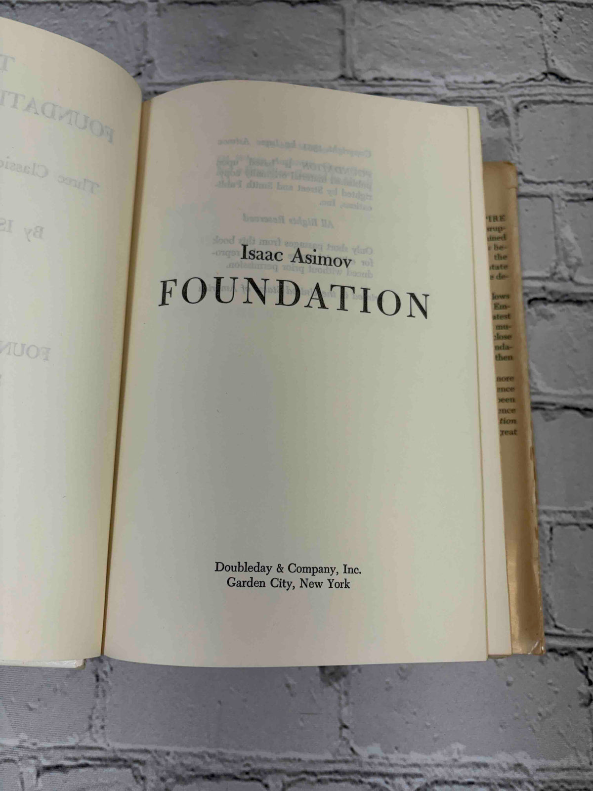 The Foundation Trilogy by Isaac Asimov, Doubleday book club hardcover - Foundation section title