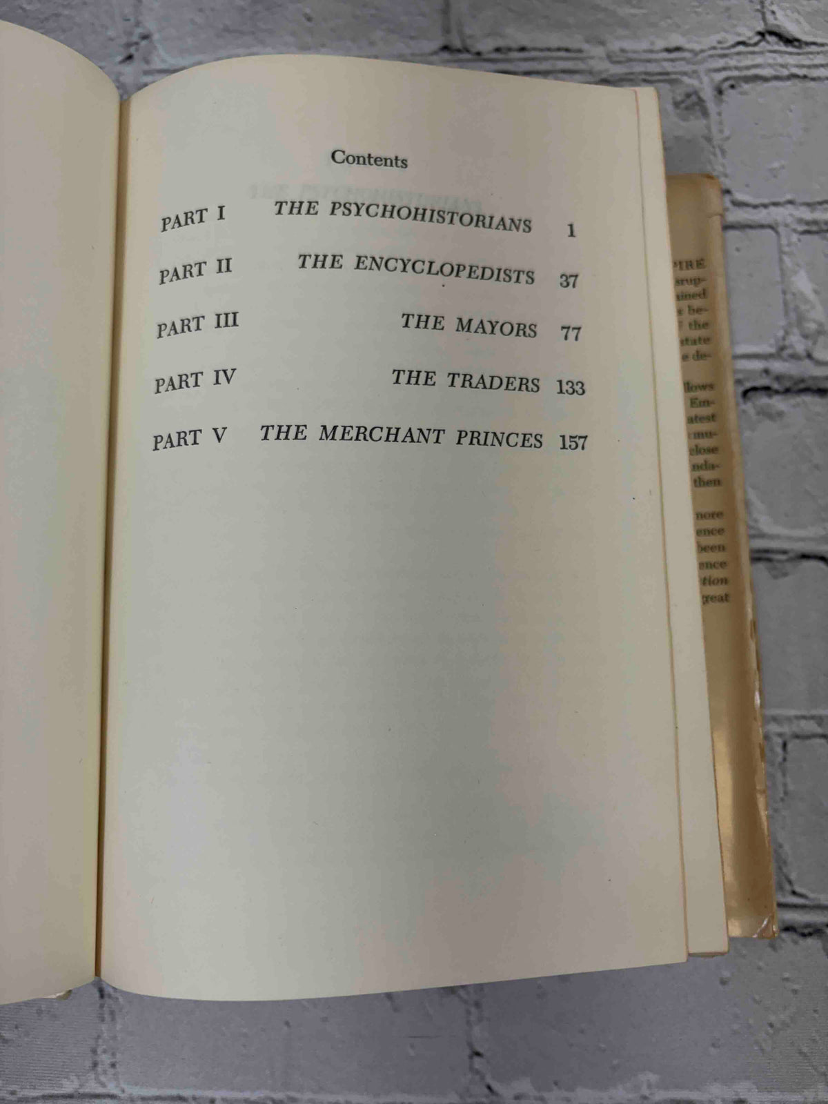 The Foundation Trilogy by Isaac Asimov, Doubleday book club hardcover - contents page