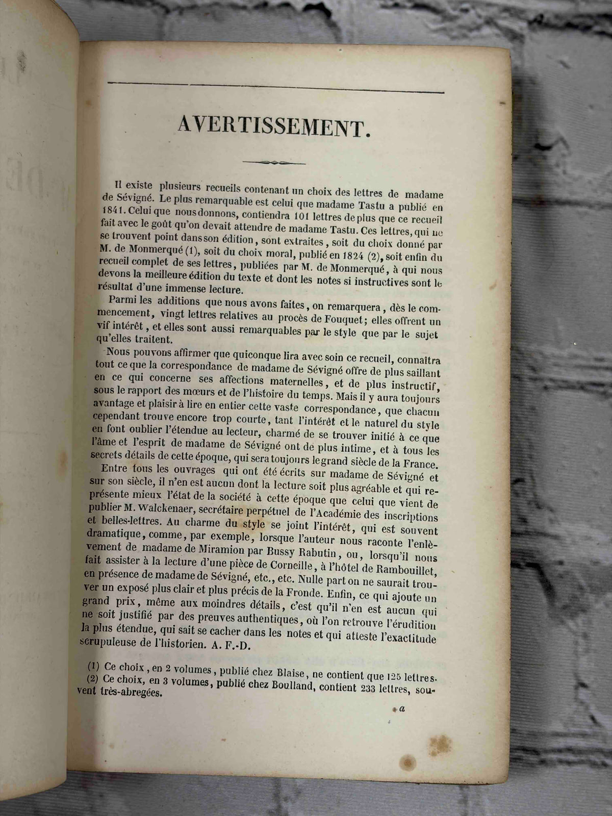 Lettres de Mme de Sevigne, 1851 Firmin Didot - Avertissement page