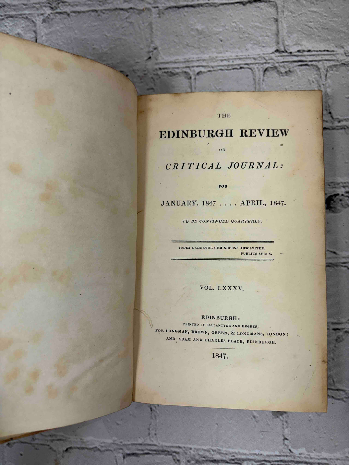 The Edinburgh Review Vol. 85, 1847 - title page