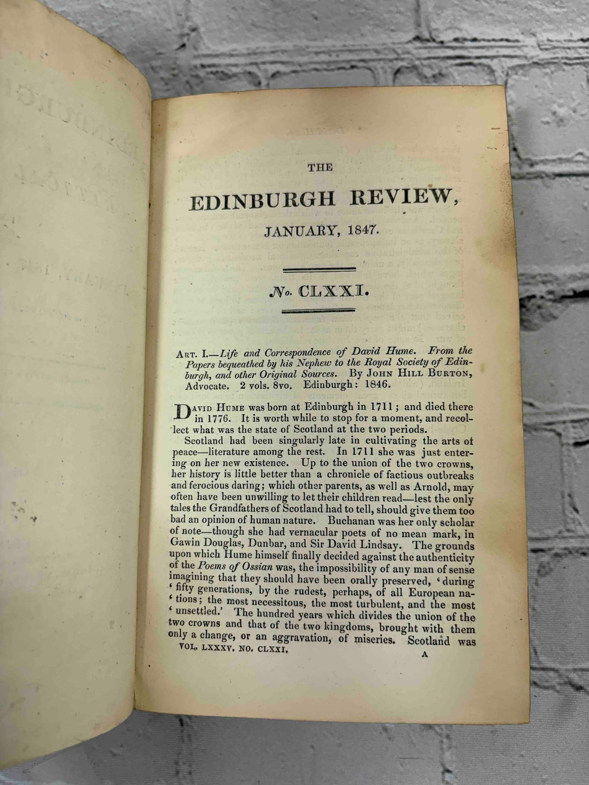 The Edinburgh Review Vol. 85, 1847 - first page of January number