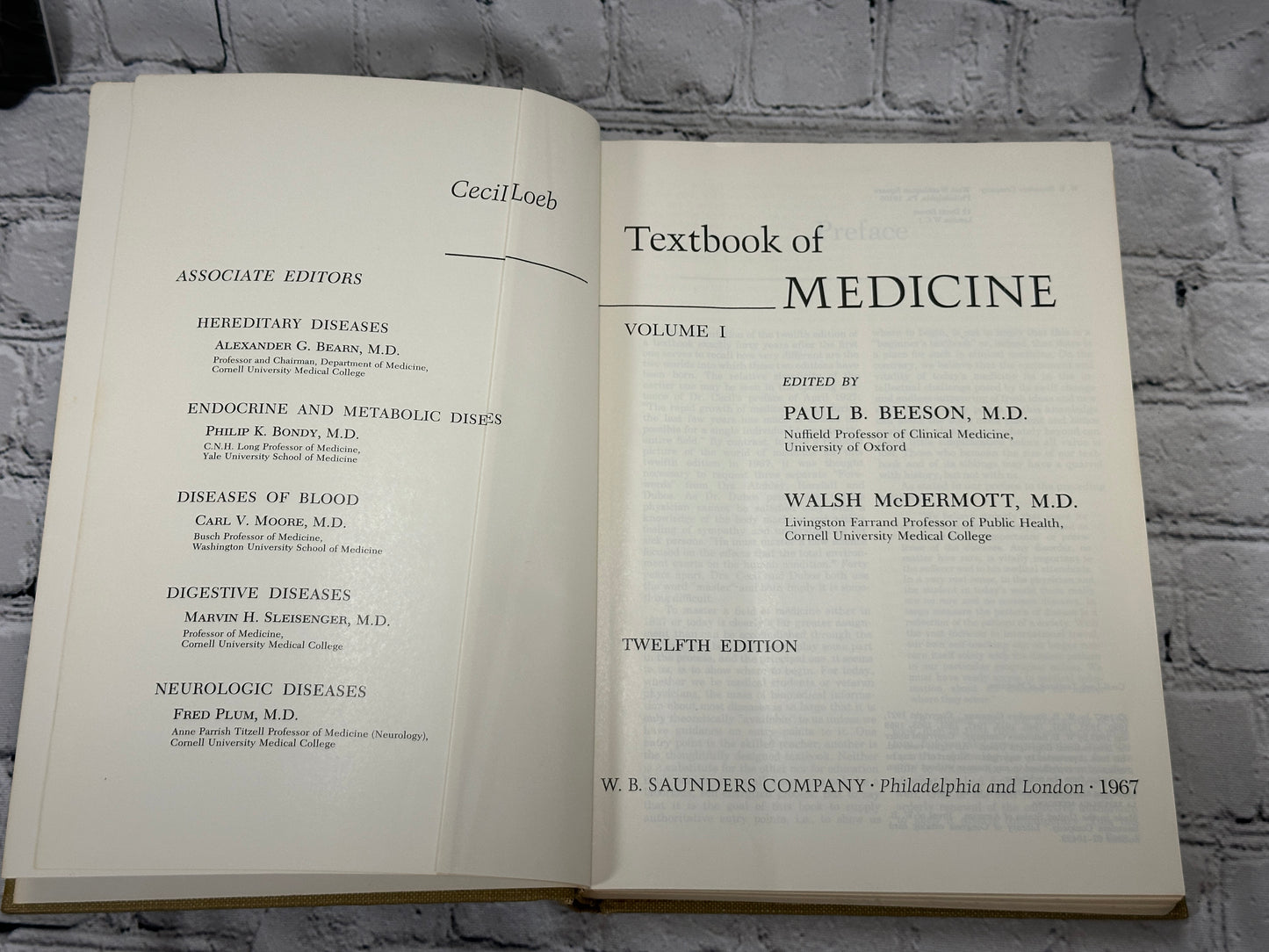 Textbook of Medicine Volume 1 by Beeson & McDermott [1967 · Twelfth Edition]