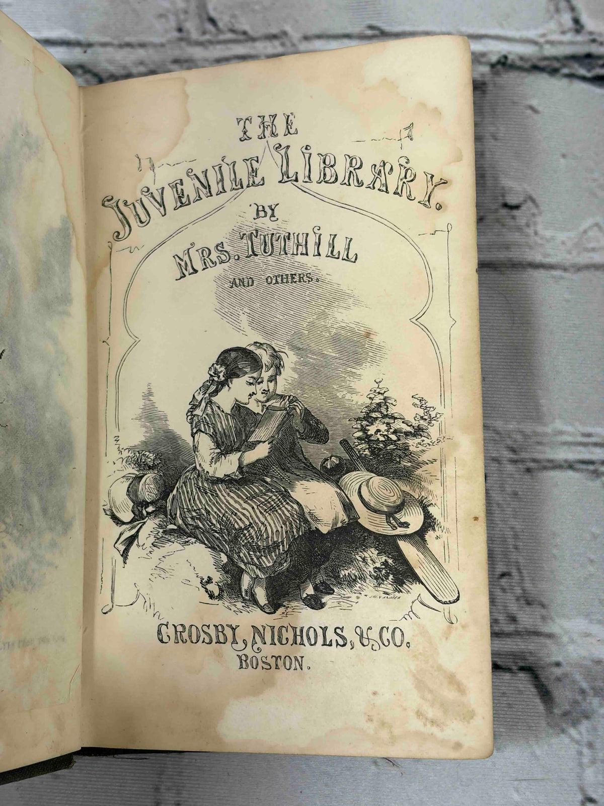 Happy Days, 1858 Crosby Nichols - engraved series title, Mrs. Tuthill's Juvenile Library
