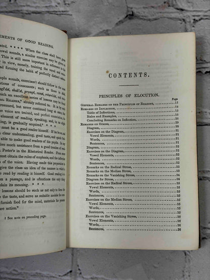 Tower's Fifth Reader by David B. Tower, 1854 - contents page