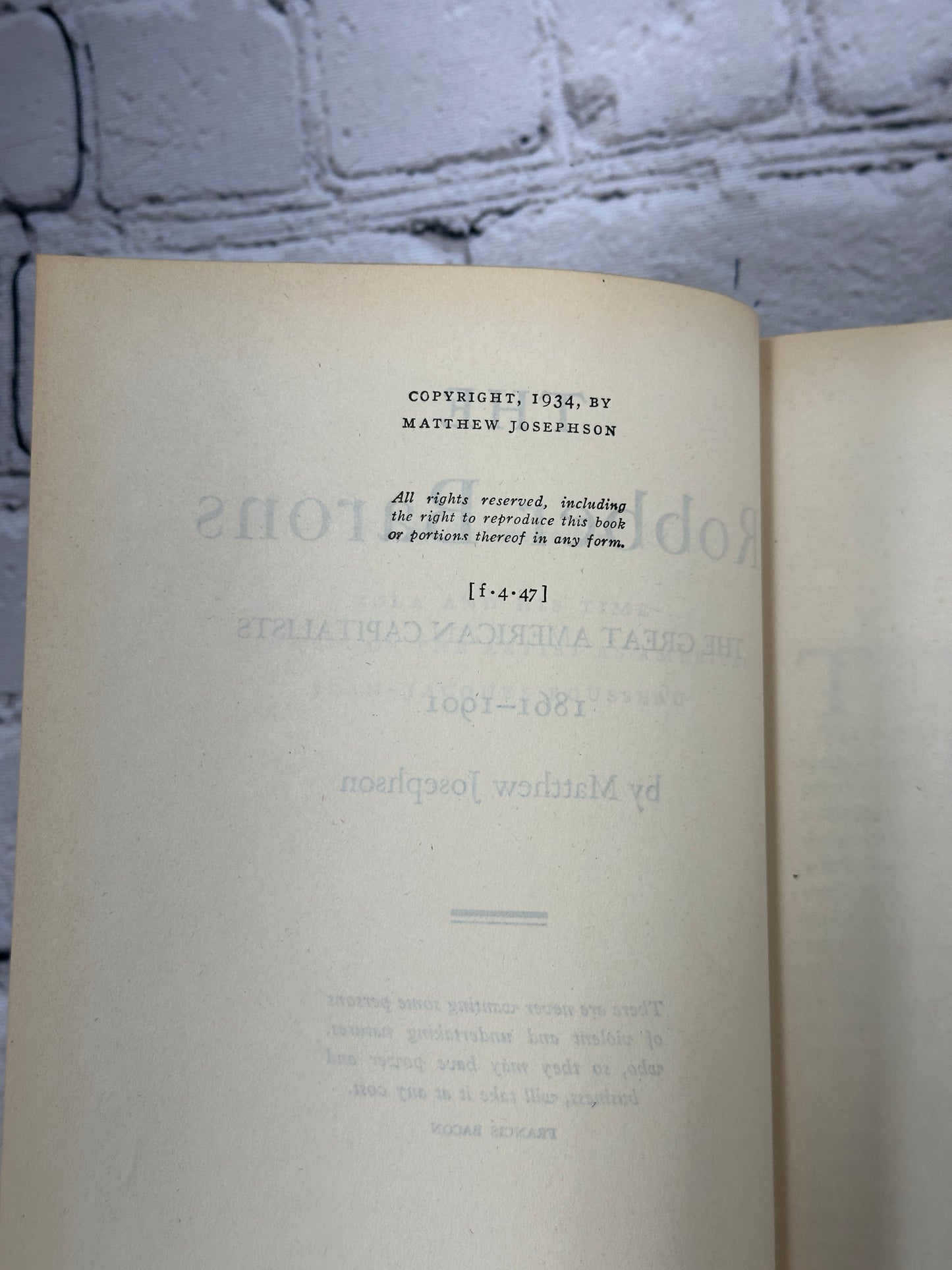 The Robber Barons Great American Capitalists by Matthew Josephson [1947]