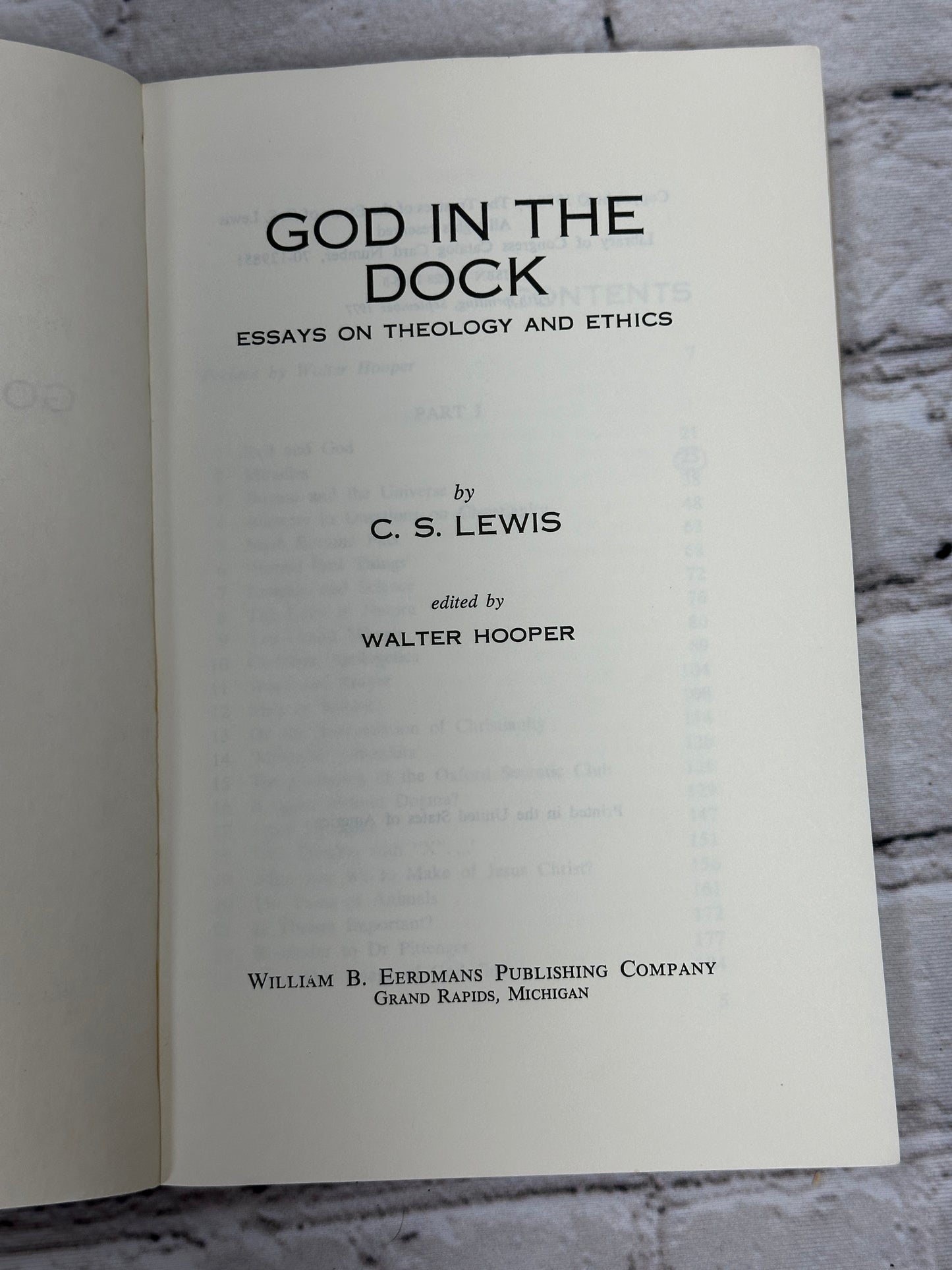 God in the Dock Essays on Theology & Ethics by C.S. Lewis [1977 · 5th Print]