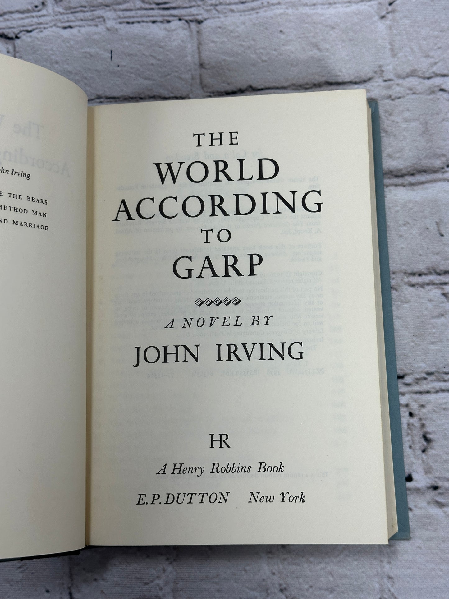 The World According To Garp By John Irving [Reprint by Book Thrift · 1978]