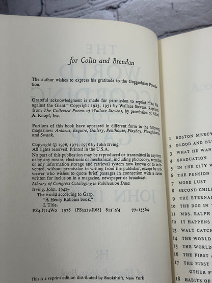 The World According To Garp By John Irving [Reprint by Book Thrift · 1978]