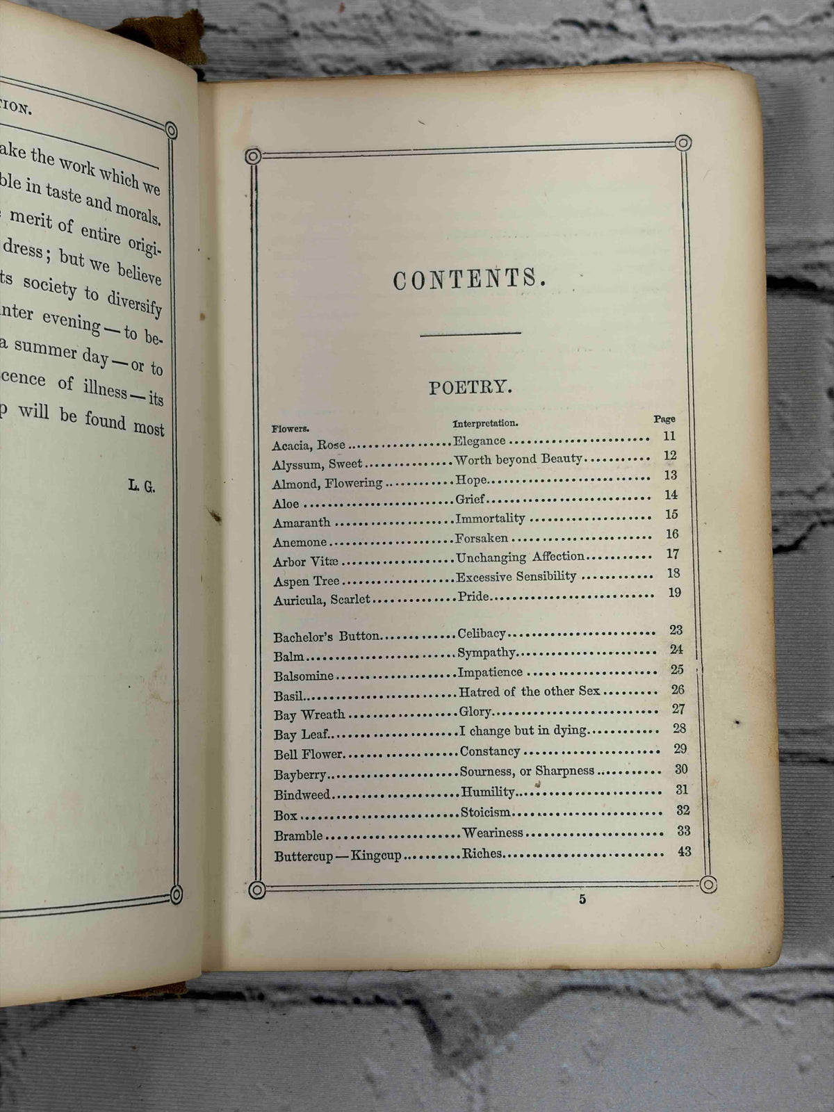 The Rural Wreath by Laura Greenwood, 1858 - contents page