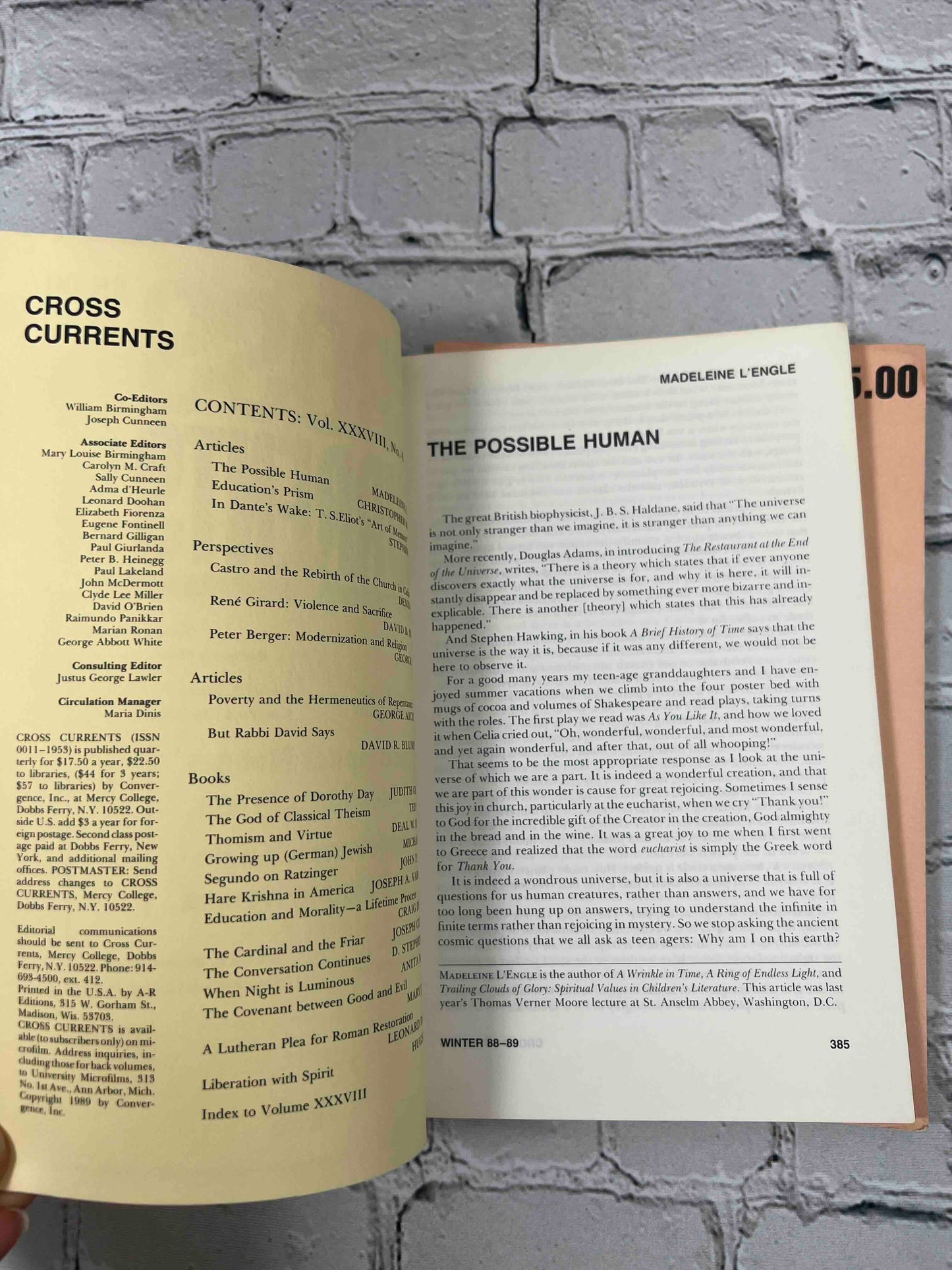Cross Currents: Quarterly Review (Vol. 38, Number 3 & 4)