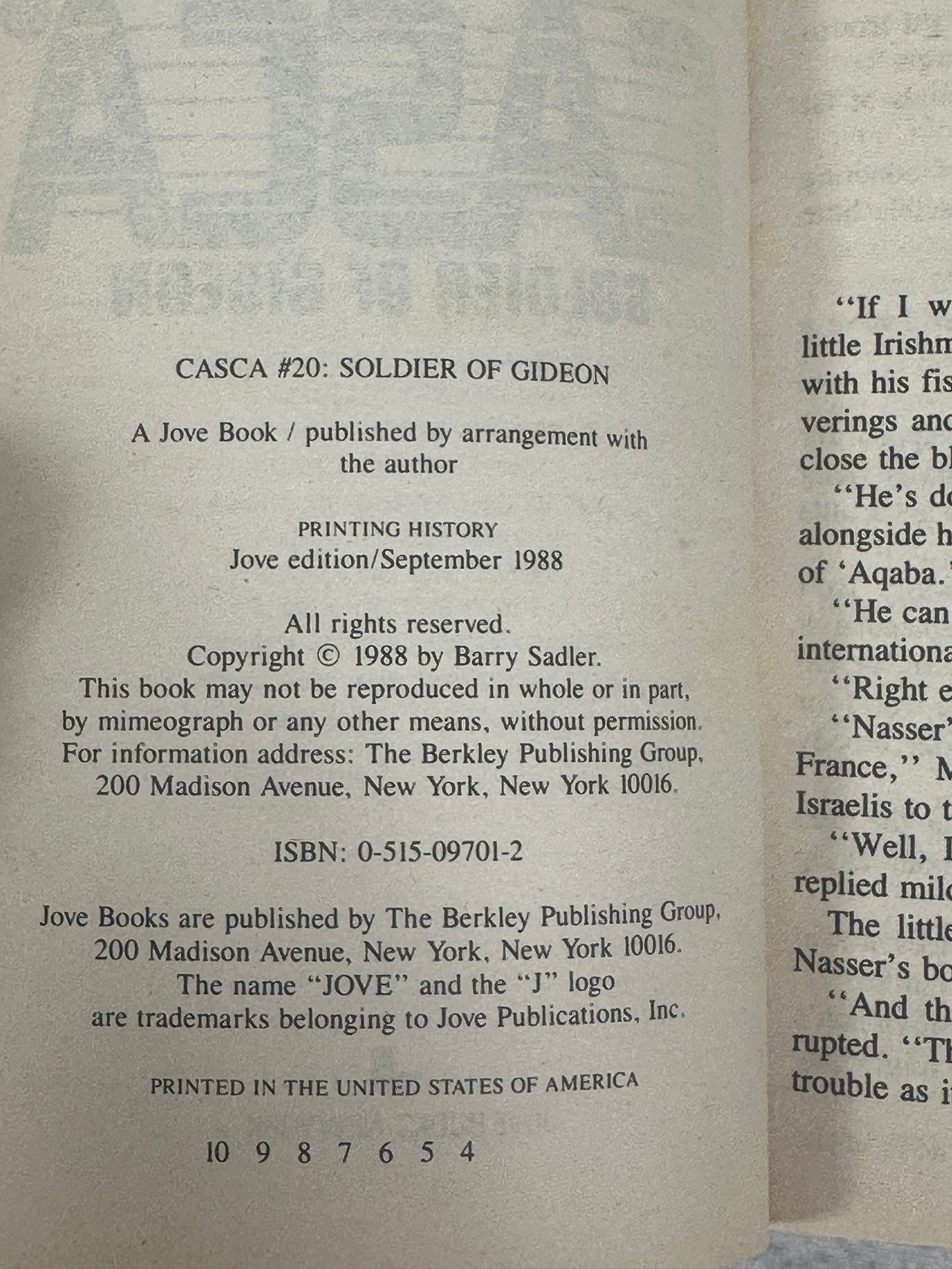 Casca: Soldier of Gidieon by Barry Sadler [#20 · 1988]