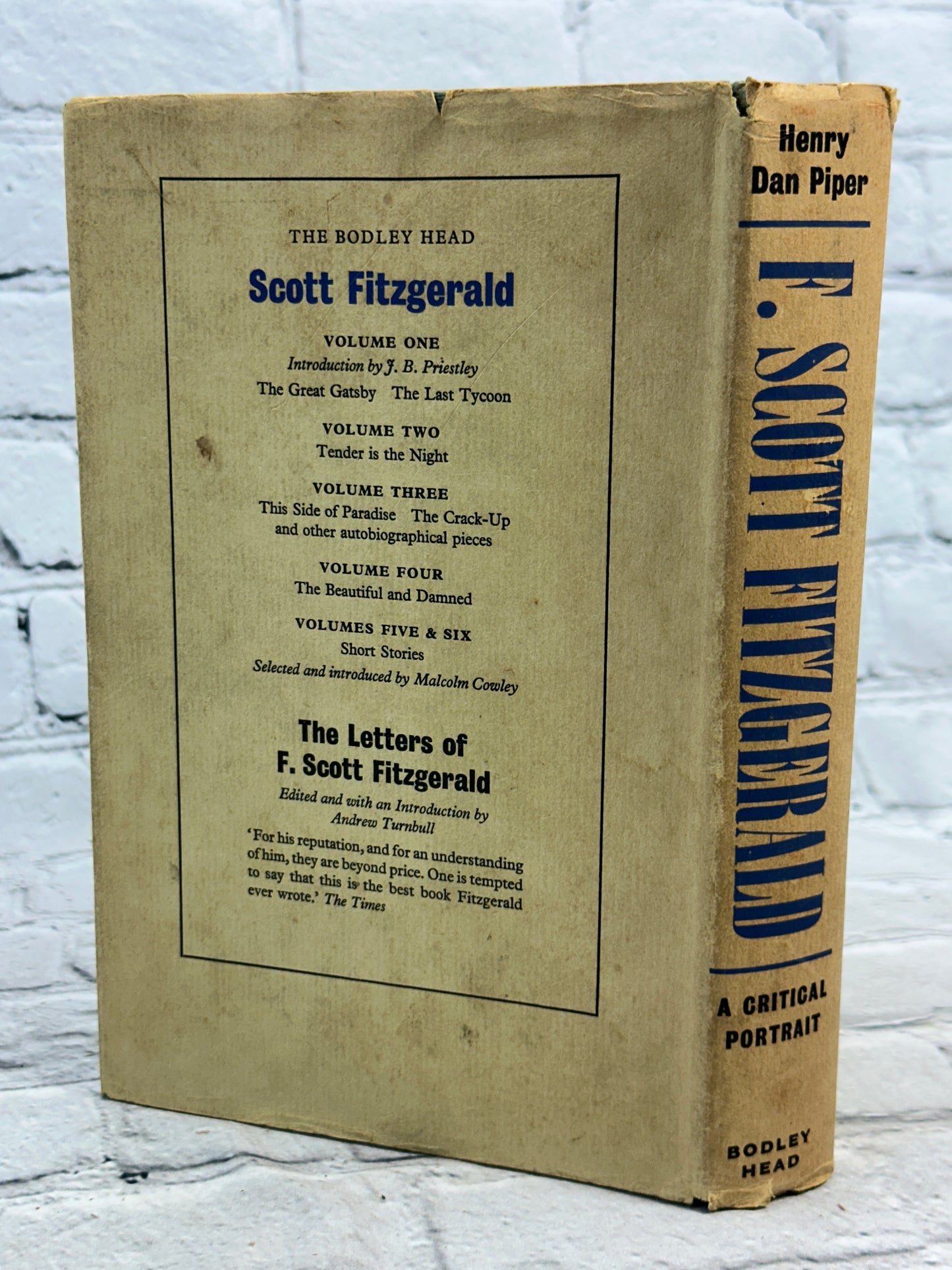 F.Scott Fitzgerald: A Critical Portrait by Henry Dan Piper [1965]