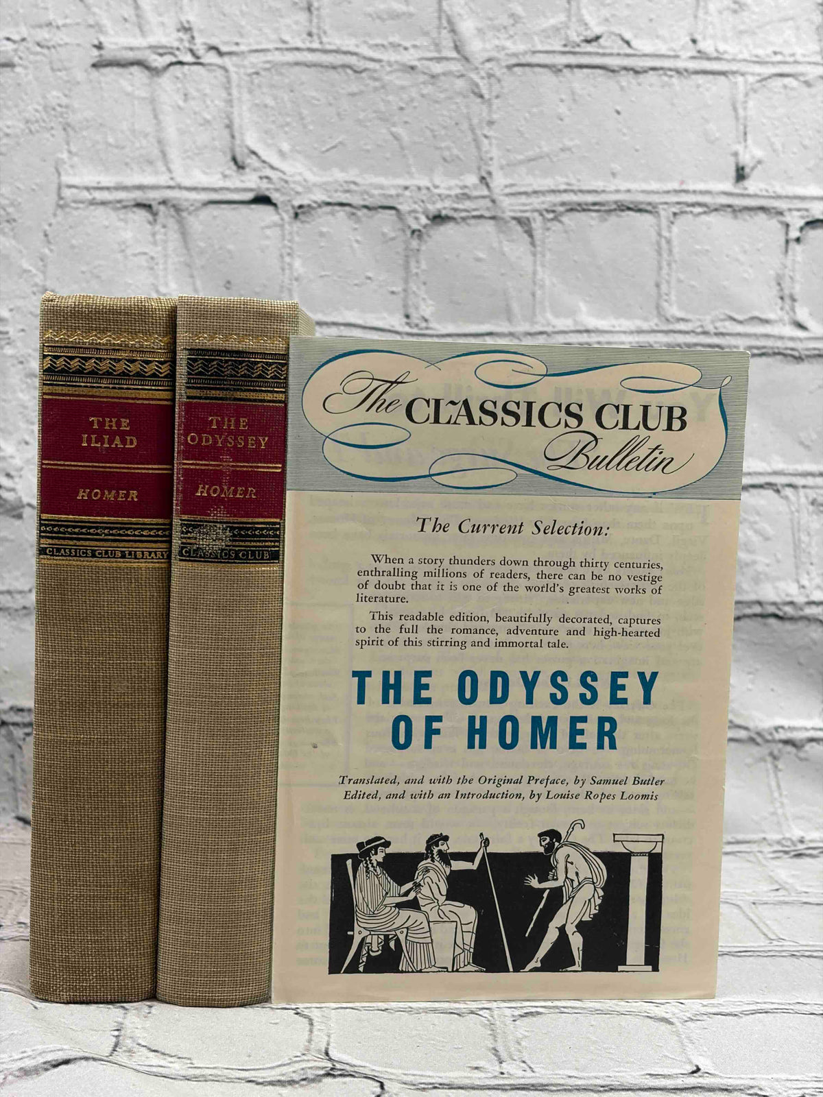 The Iliad and The Odyssey of Homer, Classics Club 1942-1944 - spines with Classics Club Bulletin