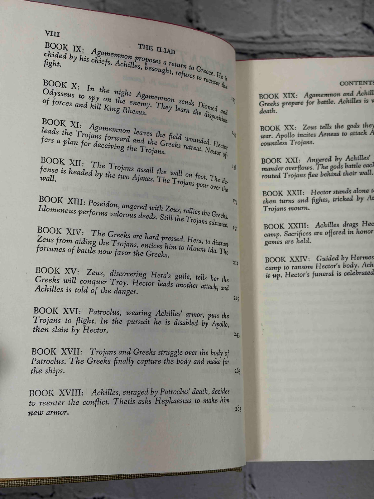 The Iliad and The Odyssey of Homer, Classics Club 1942-1944 - Iliad contents, continued