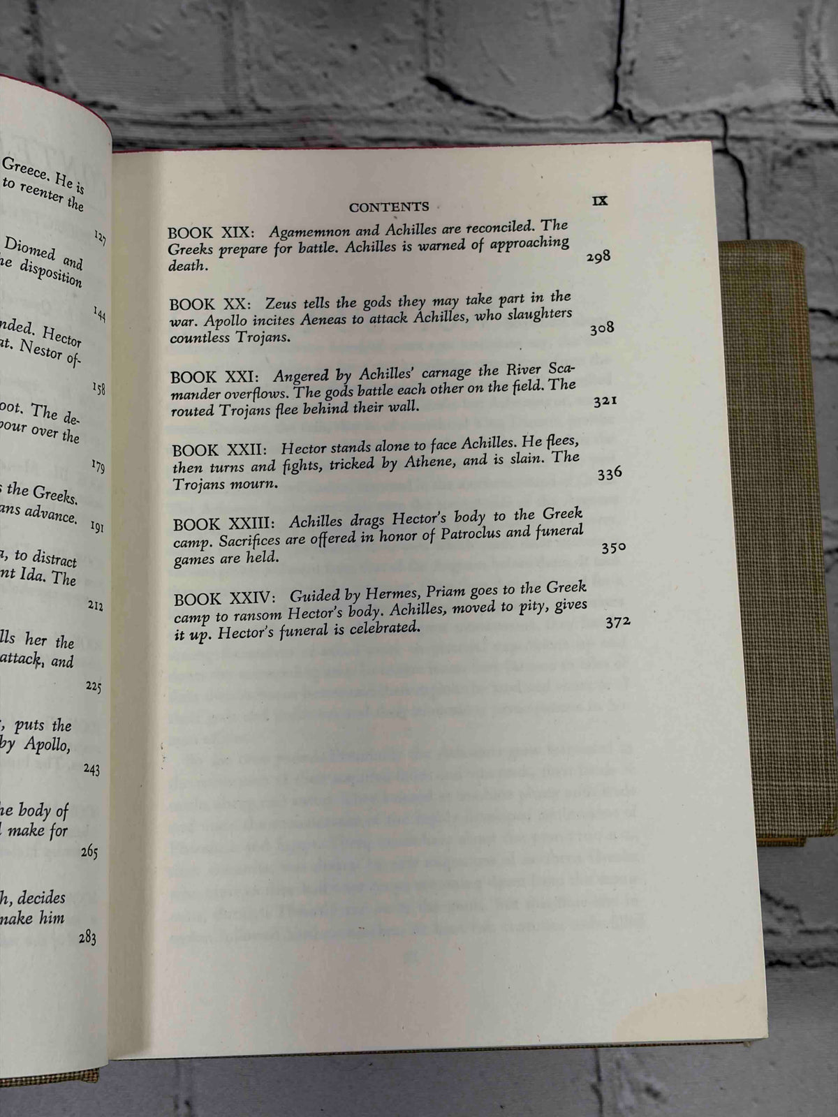 The Iliad and The Odyssey of Homer, Classics Club 1942-1944 - Iliad contents, Books XIX to XXIV