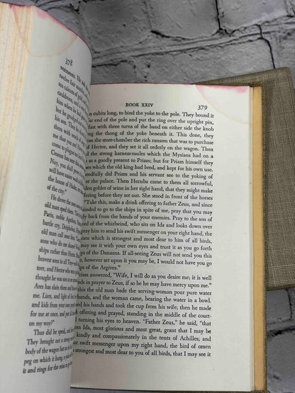 The Iliad and The Odyssey of Homer, Classics Club 1942-1944 - Iliad pages 378-379 with stain in top margin corner