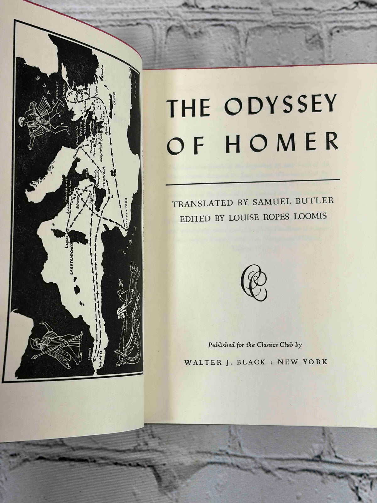The Iliad and The Odyssey of Homer, Classics Club 1942-1944 - Odyssey frontispiece map and title page