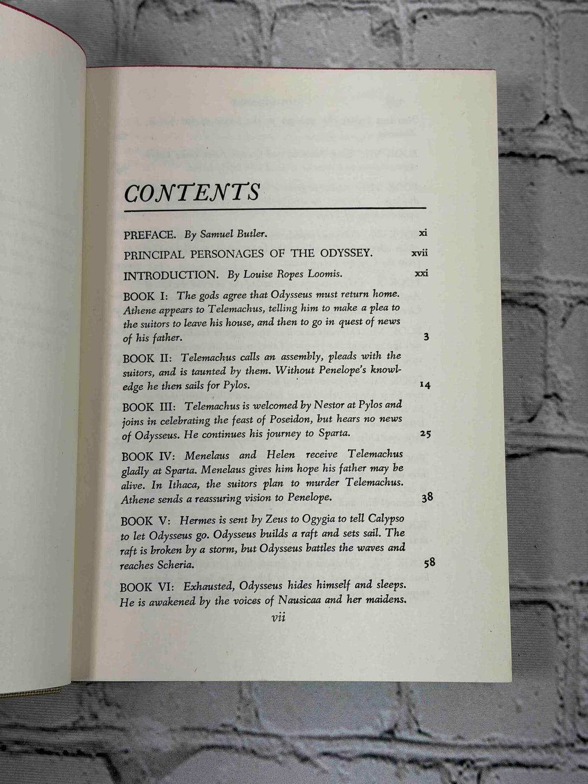 The Iliad and The Odyssey of Homer, Classics Club 1942-1944 - Odyssey contents