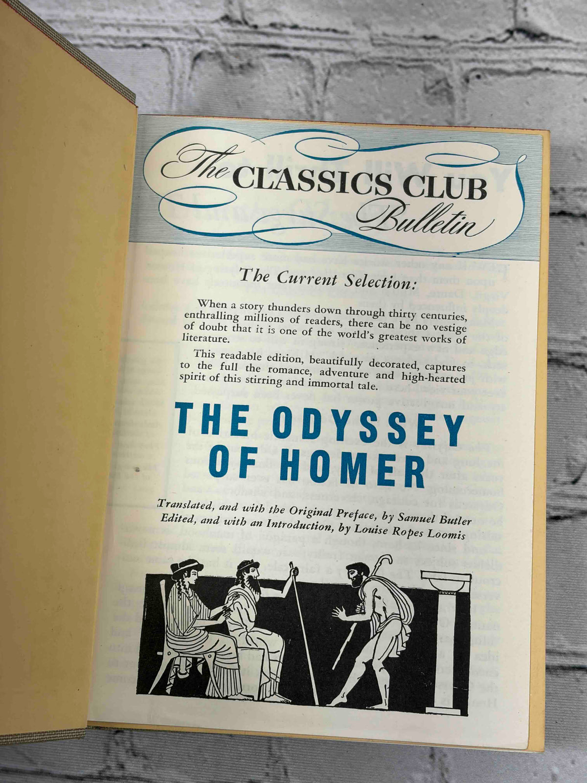 The Iliad and The Odyssey of Homer, Classics Club 1942-1944 - Classics Club Bulletin laid in