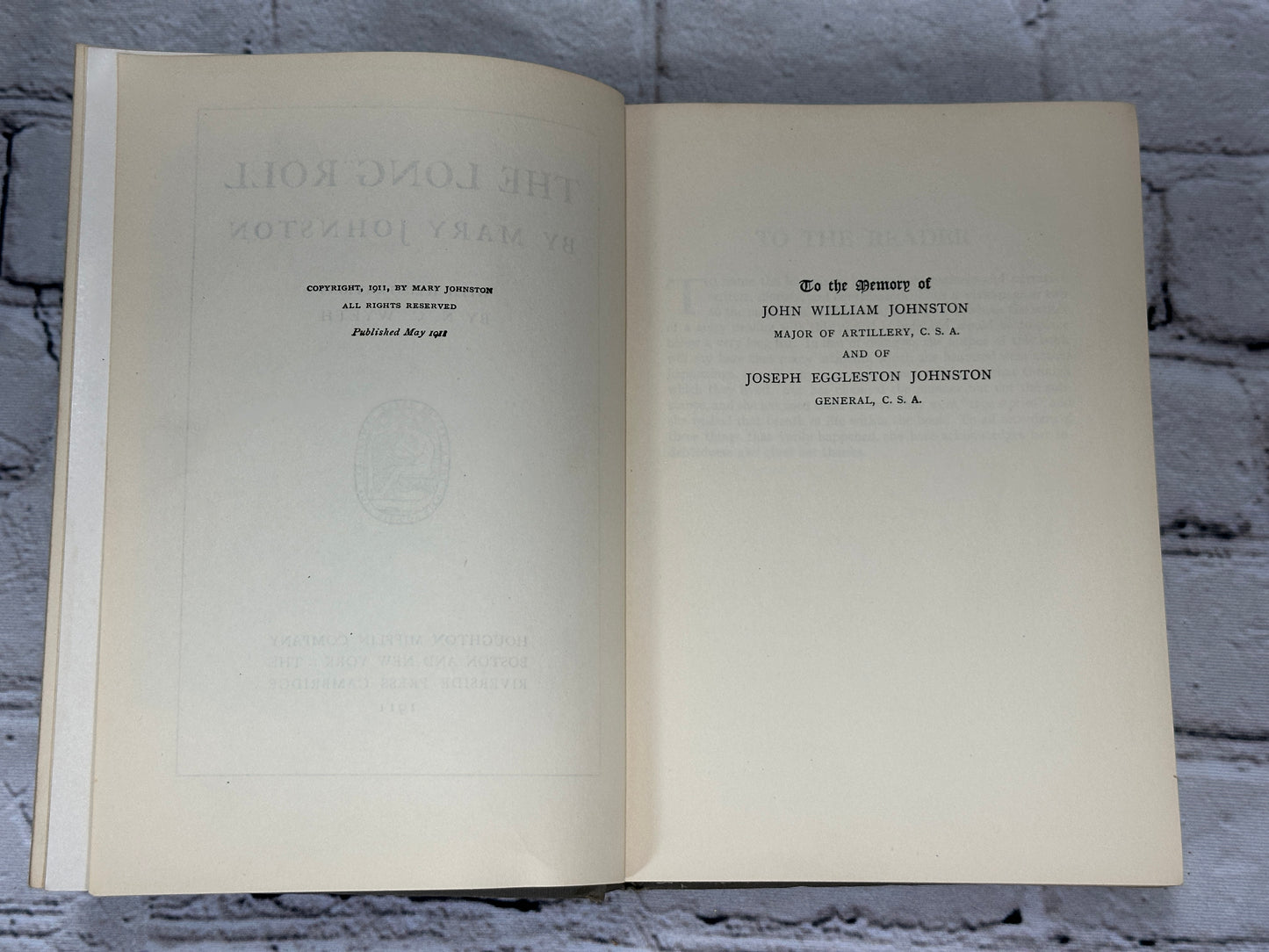 The Long Roll by Mary Johnston [1st Edition · 1911]