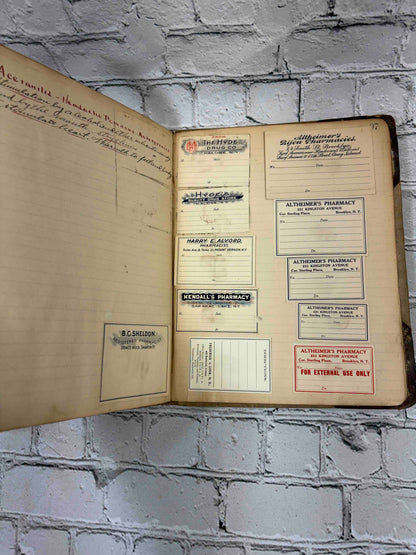 Pharmacist's handwritten formula book of Charles C. Neff, Ph.G., 1903-1906 - pasted-in pharmacy labels, page 97