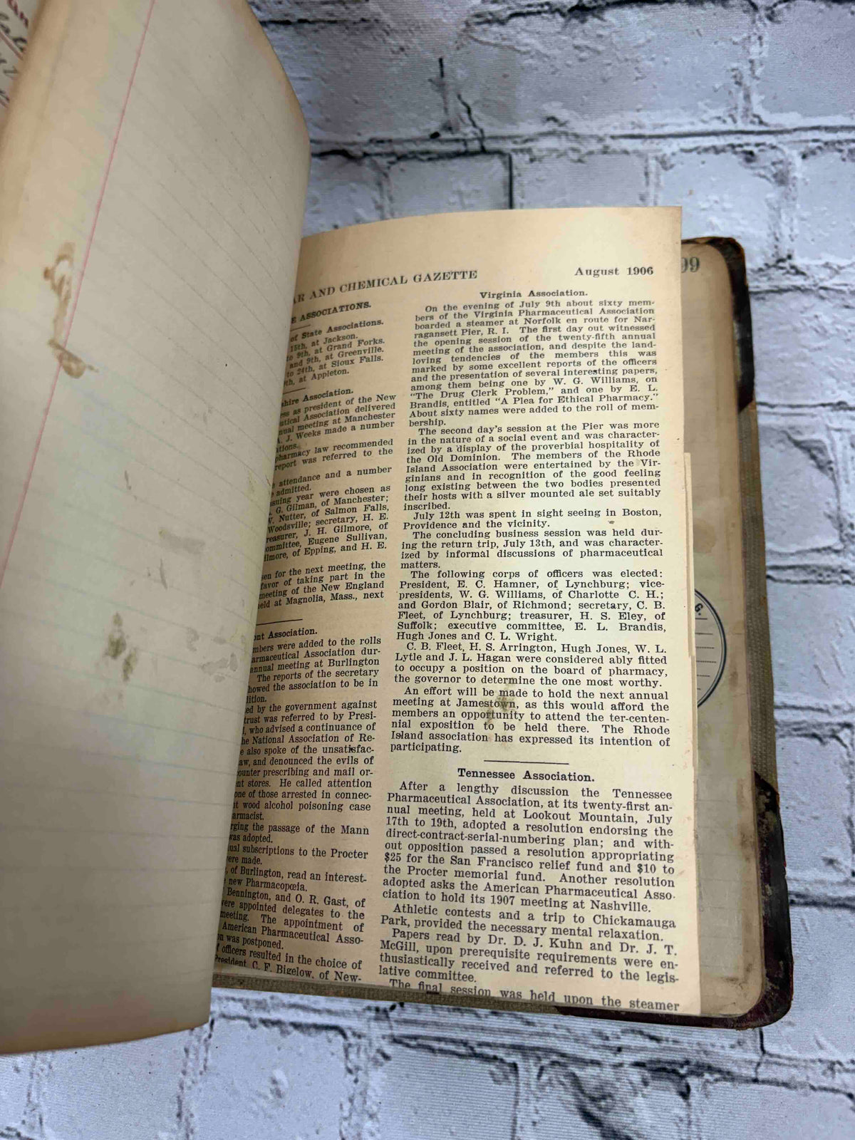 Pharmacist's handwritten formula book of Charles C. Neff, Ph.G., 1903-1906 - pasted-in 1906 trade journal clipping